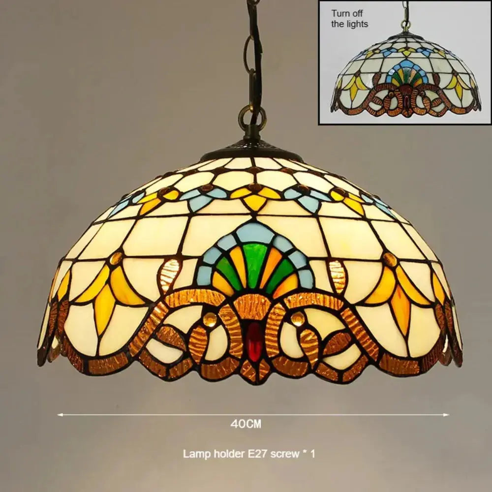 16inch Antique Stained Glass Baroque Tiffany Style Pendant Light Classical Tiffany Lamp