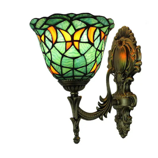 18cm Tiffany Antique Sconces Stained Glass Blue Butterfly Lampshade Wall Lamp Classical Tiffany Lamp