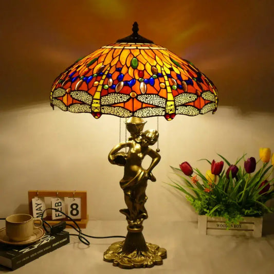 18inch 46cm Stained Glass Dragonfly Large Tiffany Style Table Lamps Classical Tiffany Lamp