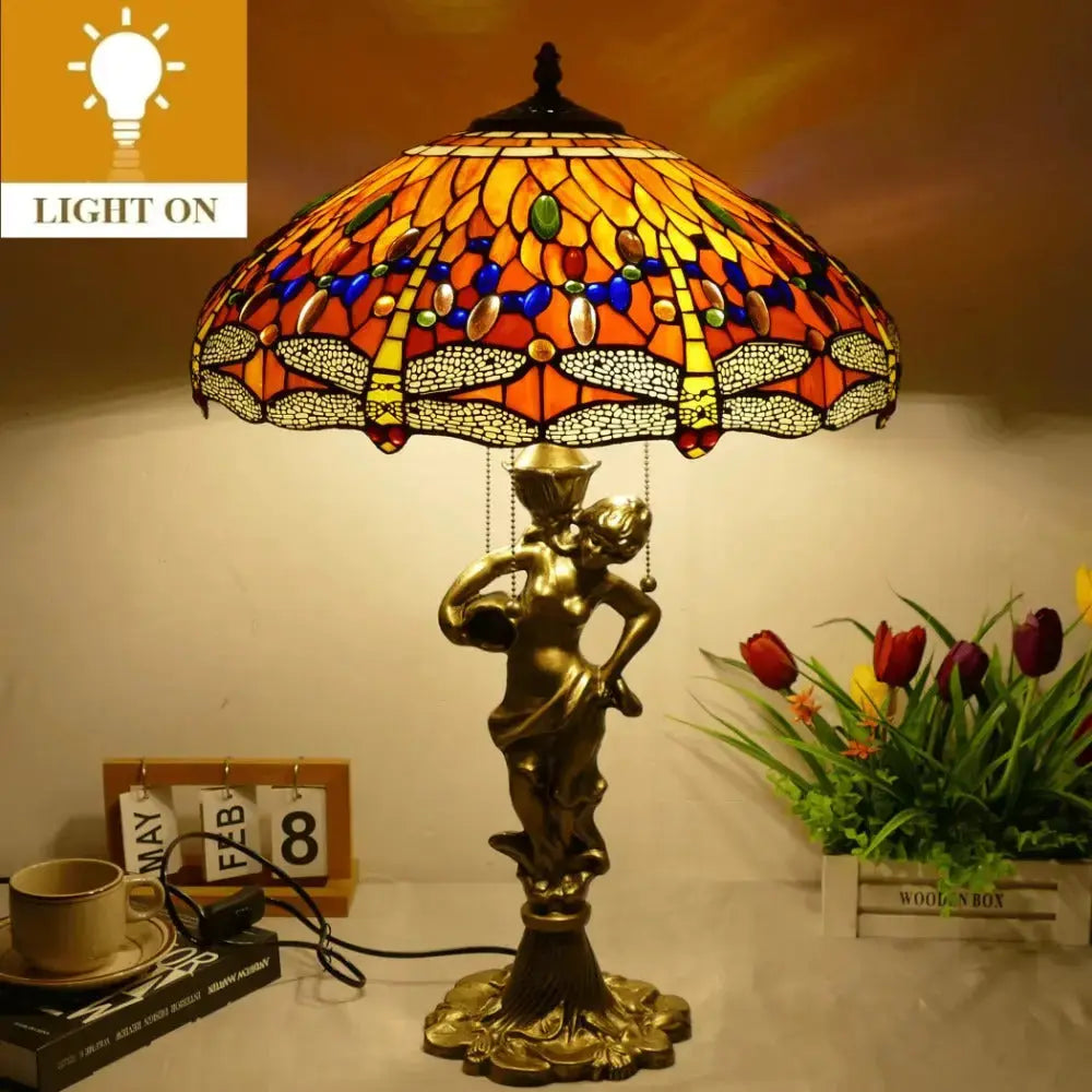 18inch 46cm Stained Glass Dragonfly Large Tiffany Style Table Lamps Classical Tiffany Lamp