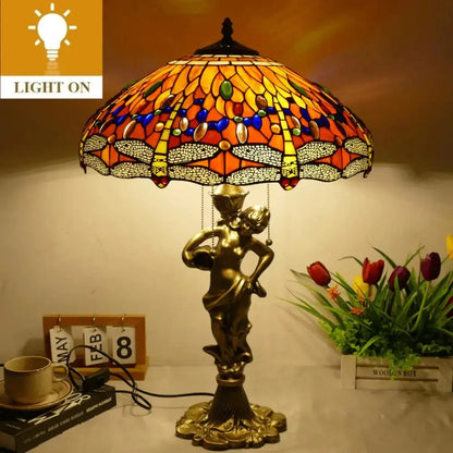 18inch 46cm Stained Glass Dragonfly Large Tiffany Style Table Lamps Classical Tiffany Lamp