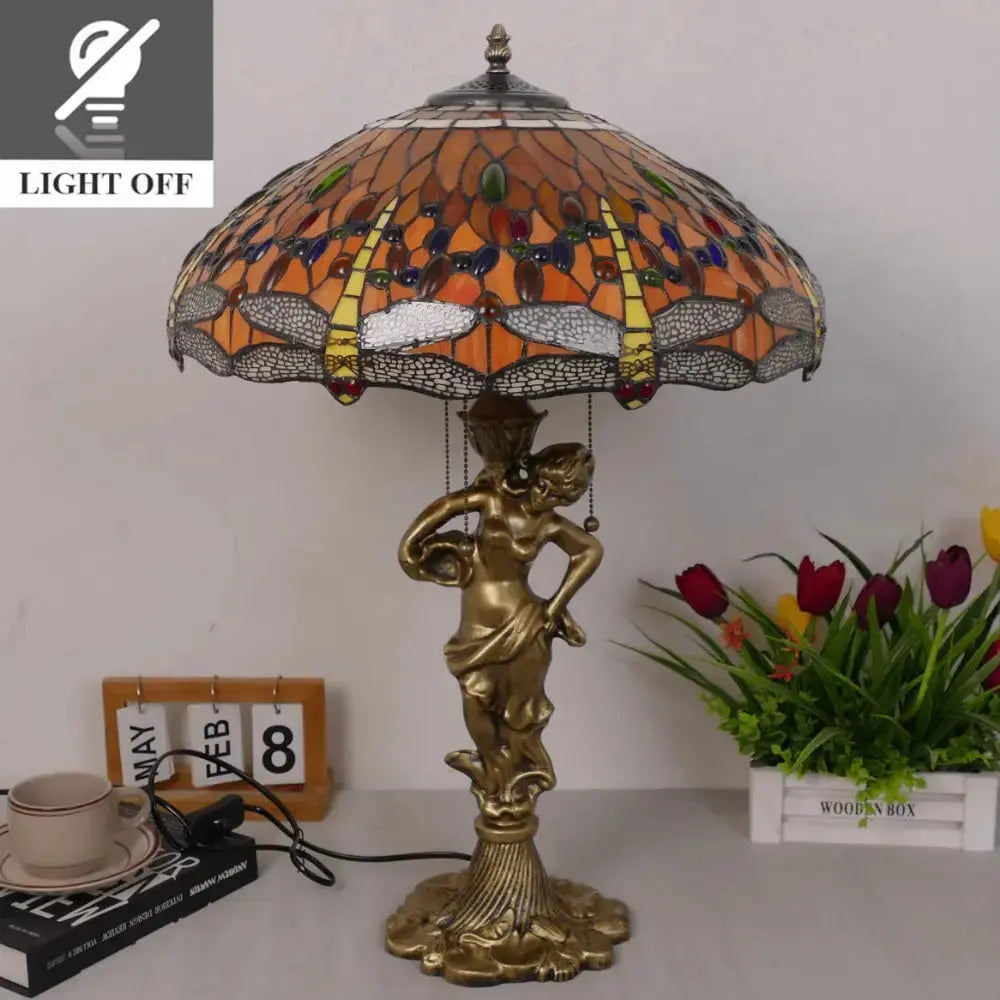 18inch 46cm Stained Glass Dragonfly Large Tiffany Style Table Lamps Classical Tiffany Lamp