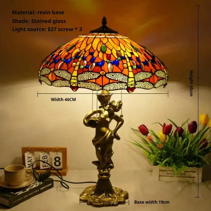 18inch 46cm Stained Glass Dragonfly Large Tiffany Style Table Lamps Classical Tiffany Lamp