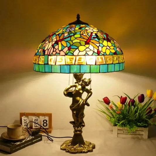 18inch Stained Glass Square Dragonfly Large Tiffany Style Table Lamps Classical Tiffany Lamp