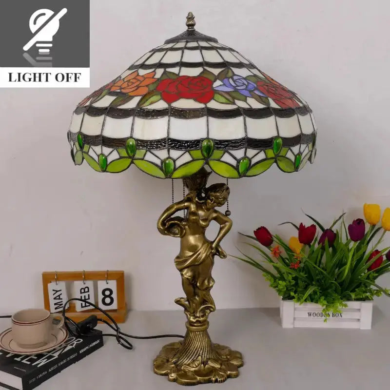 18inch 46cm Stained Glass Strip Rose Large Tiffany Style Table Lamps Classical Tiffany Lamp