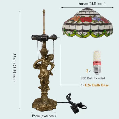 18inch 46cm Stained Glass Strip Rose Large Tiffany Style Table Lamps Classical Tiffany Lamp