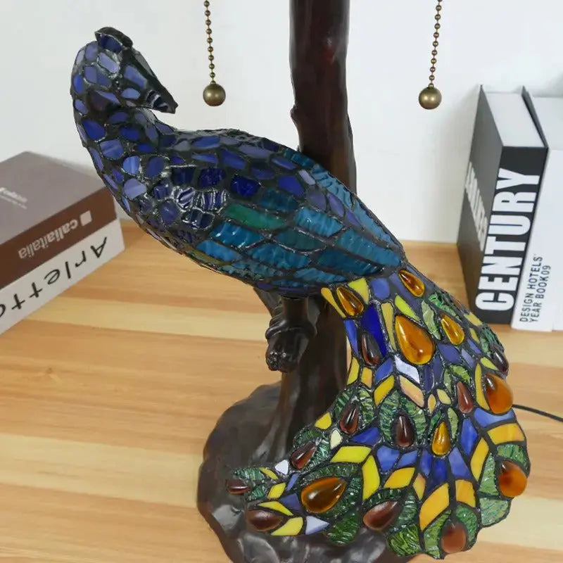 18inch Vintage Handmade Straw Hat Large Peacock Tiffany Style Lamp Classical Tiffany Lamp