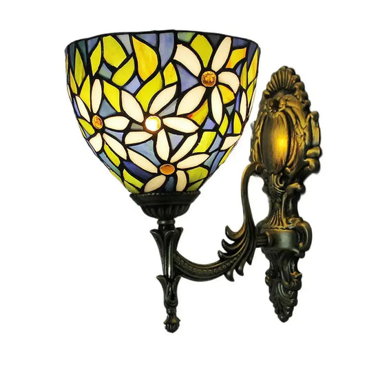 19cm Small Sconce Stained Glass White Flower Tiffany Wall Lamps for Bedroom Classical Tiffany Lamp