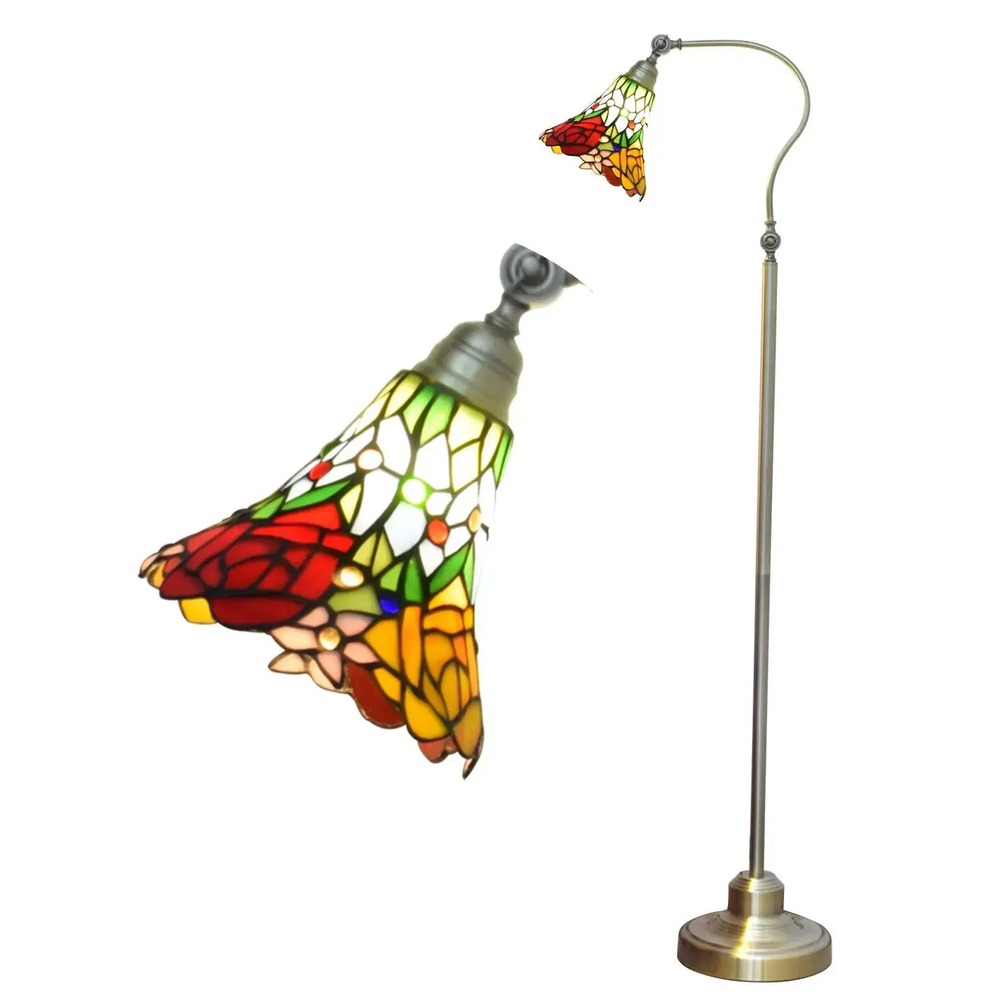20cm Tiffany Standard Light Pastoral Rose Flower Lampshade Vintage Colored Glass Floor Lamp Classical Tiffany Lamp