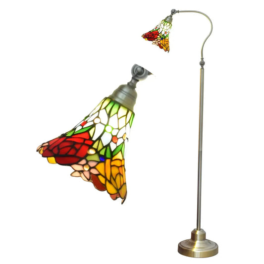 20cm Tiffany Standard Light Pastoral Rose Flower Lampshade Vintage Colored Glass Floor Lamp Classical Tiffany Lamp