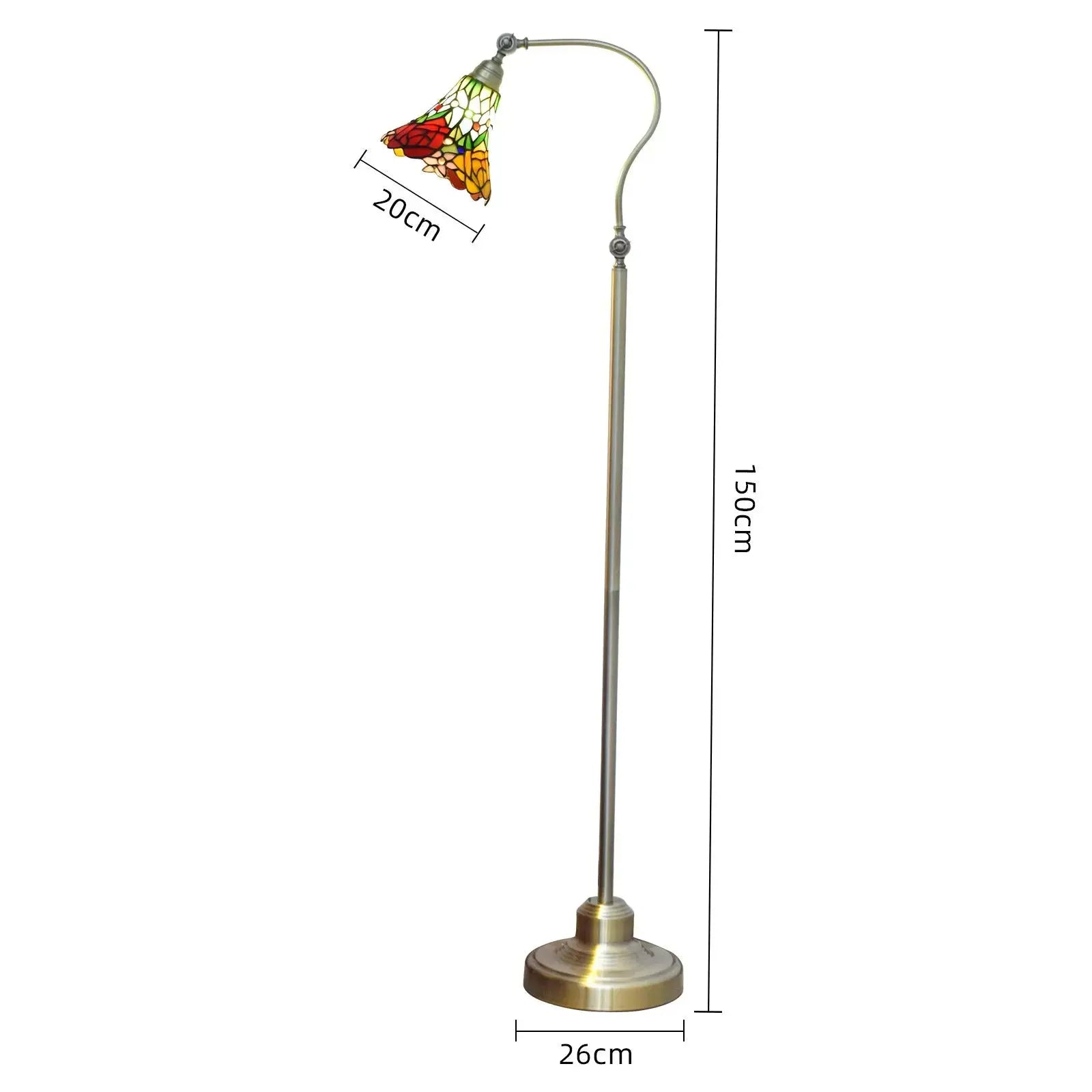 20cm Tiffany Standard Light Pastoral Rose Flower Lampshade Vintage Colored Glass Floor Lamp Classical Tiffany Lamp