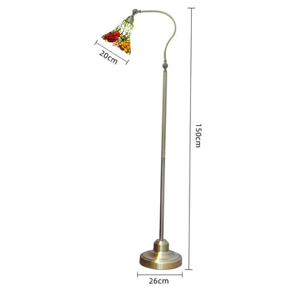 20cm Tiffany Standard Light Pastoral Rose Flower Lampshade Vintage Colored Glass Floor Lamp Classical Tiffany Lamp