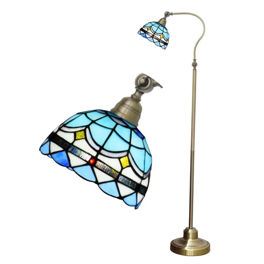 20cm Vintage Lampshade Blue Stained Glass Floor Lamp Tiffany Standing Light Classical Tiffany Lamp