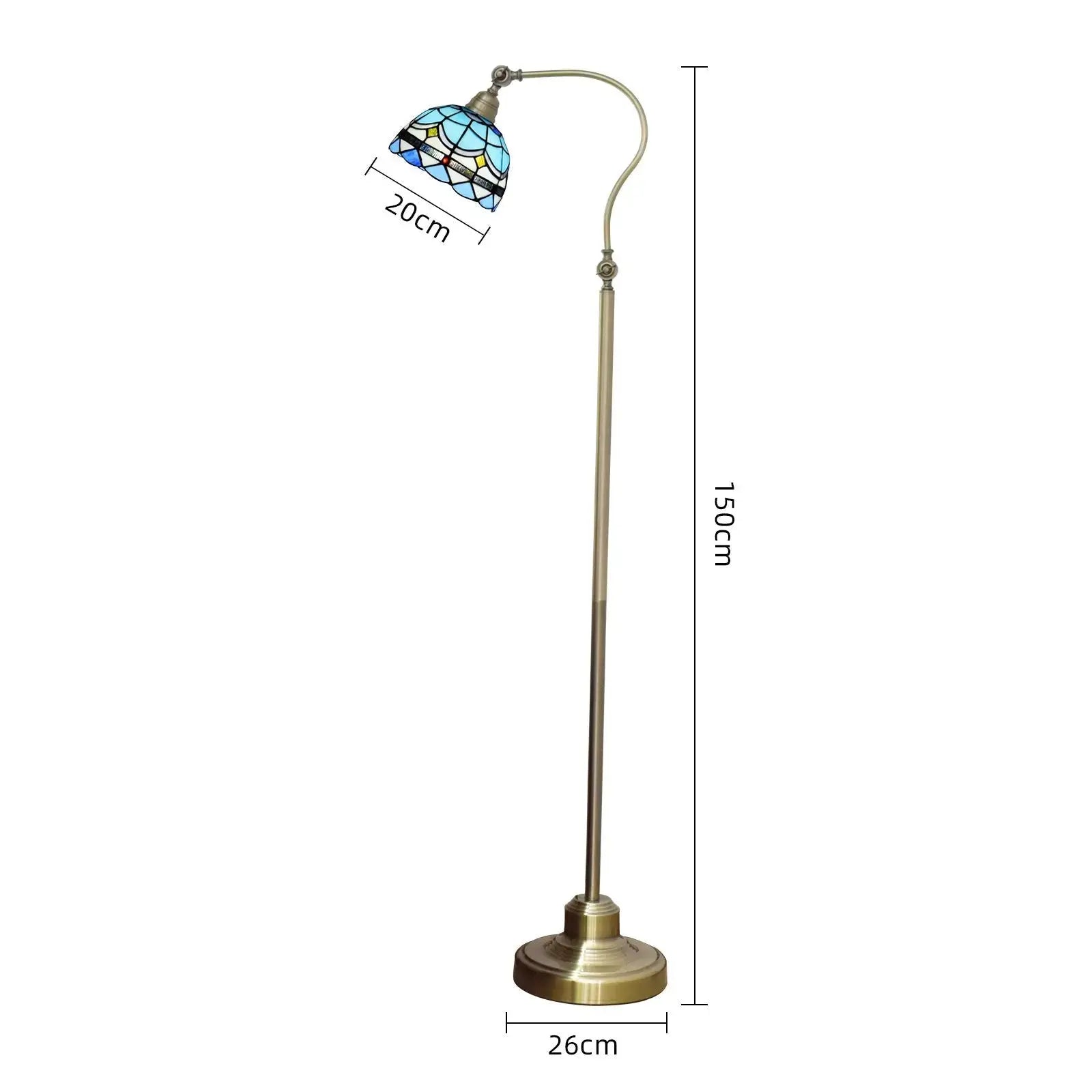 20cm Vintage Lampshade Blue Stained Glass Floor Lamp Tiffany Standing Light Classical Tiffany Lamp
