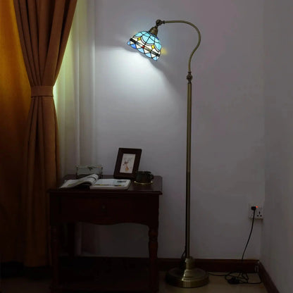 20cm Vintage Lampshade Blue Stained Glass Floor Lamp Tiffany Standing Light Classical Tiffany Lamp