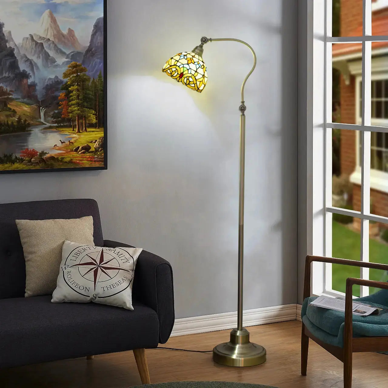 20cm Stained Glass Baroque Lampshade Vintage Floor Lamp with Tiffany Shade Classical Tiffany Lamp