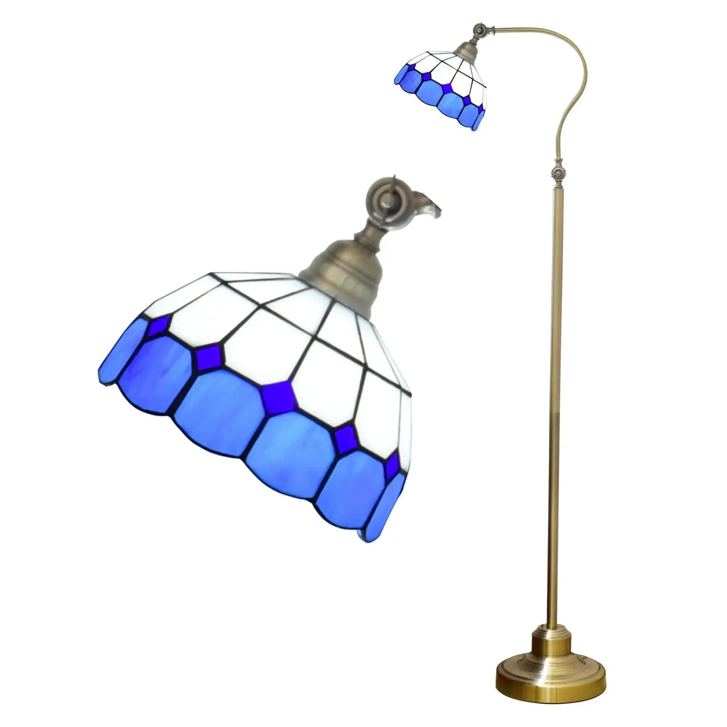 20cm Vintage Stained Glass White Grid Lampshade Blue Tiffany Floor Lamp Classical Tiffany Lamp