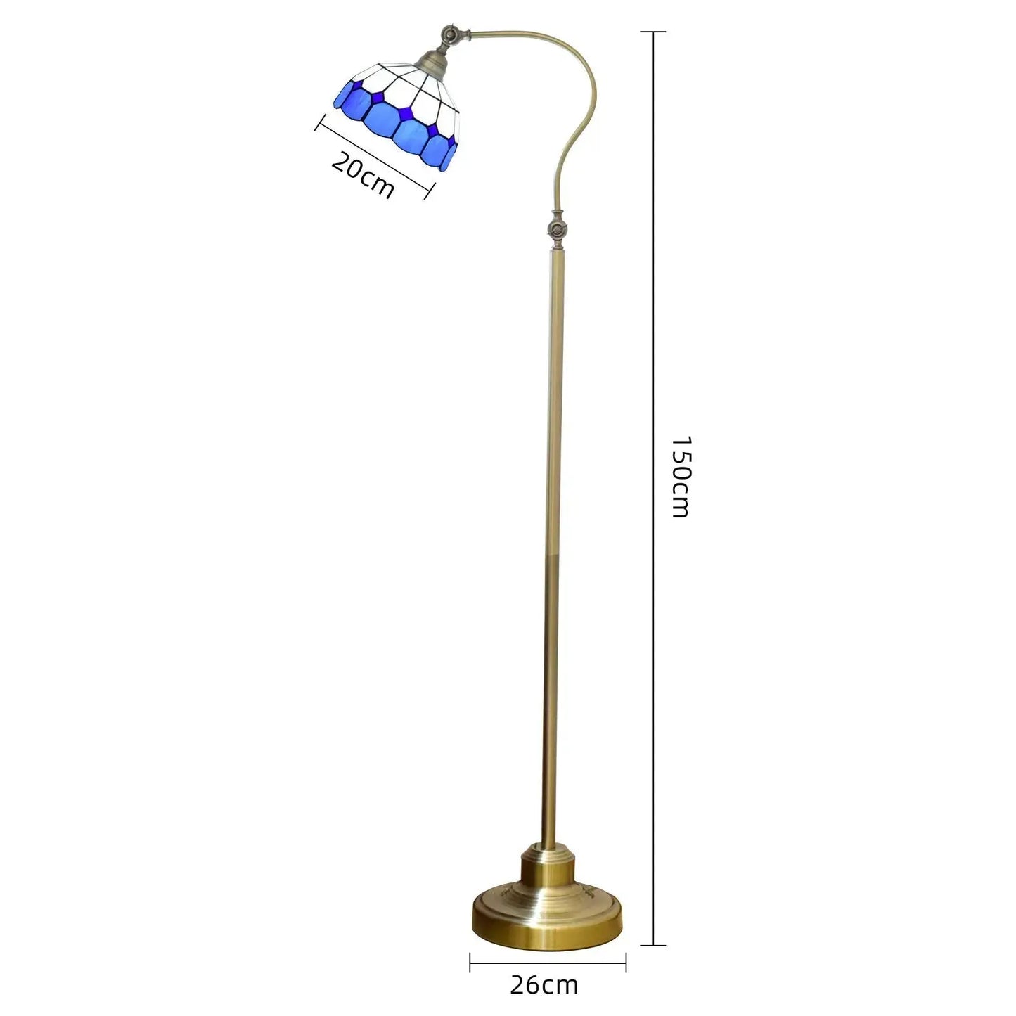 20cm Vintage Stained Glass White Grid Lampshade Blue Tiffany Floor Lamp Classical Tiffany Lamp