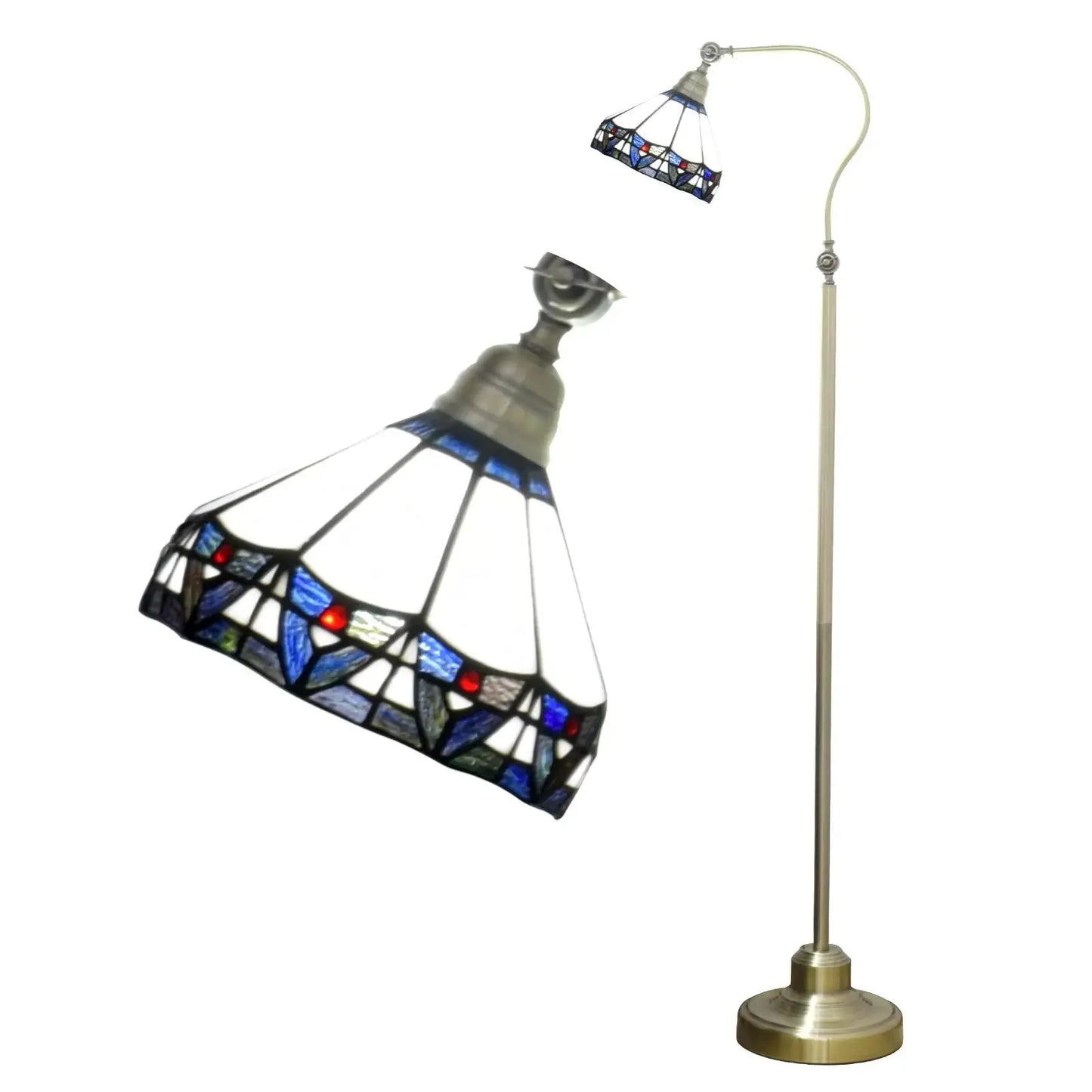 20cm Vintage Stained Glass Lampshade Standing Light White Tiffany Floor Lamp Classical Tiffany Lamp