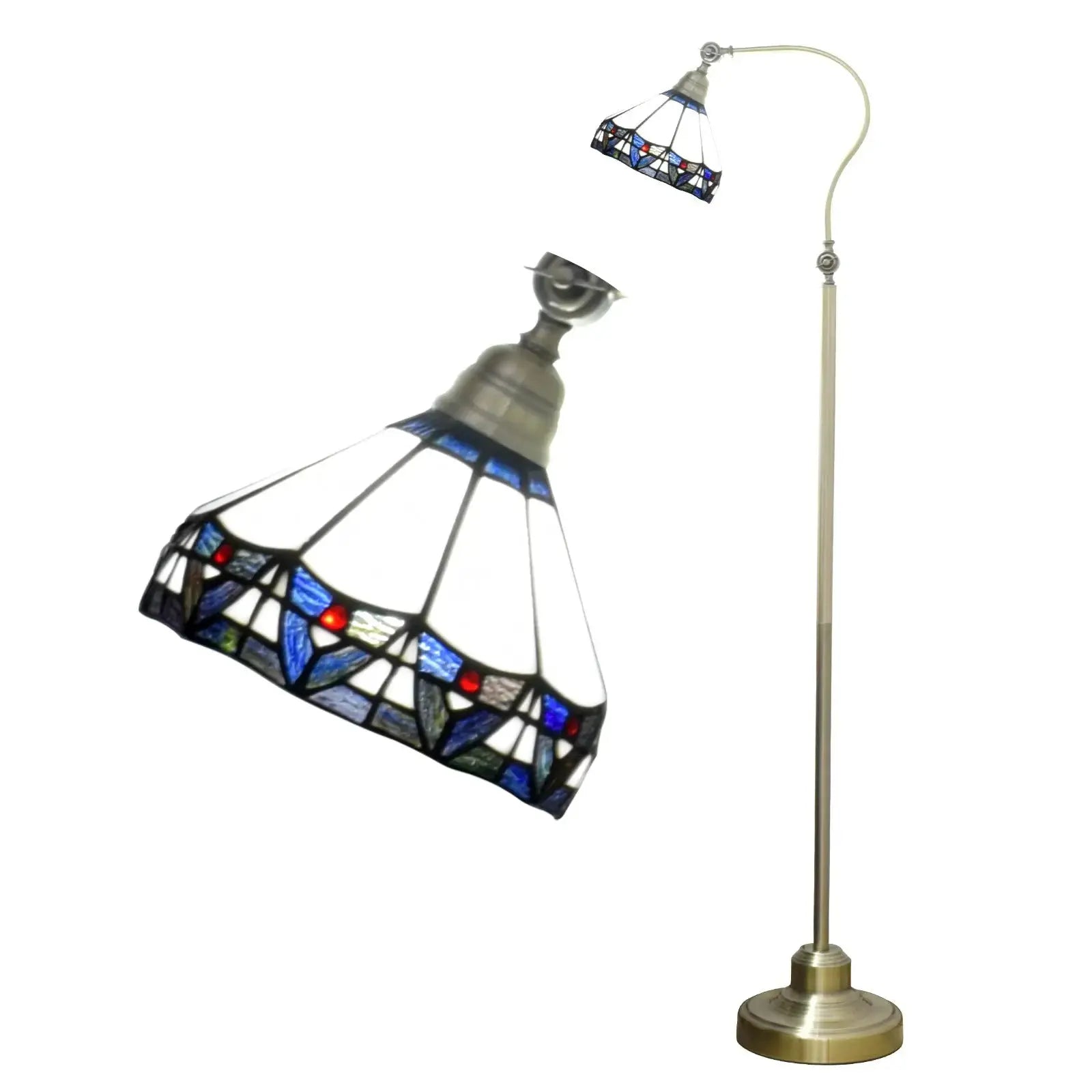 20cm Vintage Stained Glass Lampshade Standing Light White Tiffany Floor Lamp Classical Tiffany Lamp