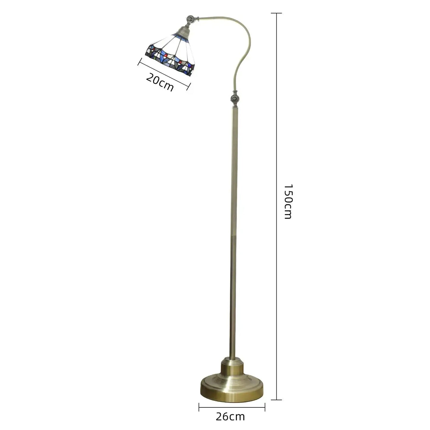 20cm Vintage Stained Glass Lampshade Standing Light White Tiffany Floor Lamp Classical Tiffany Lamp