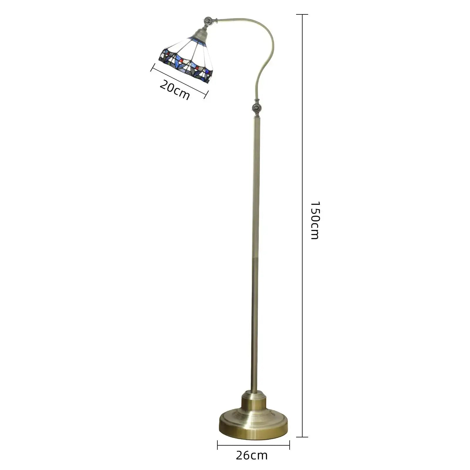 20cm Vintage Stained Glass Lampshade Standing Light White Tiffany Floor Lamp Classical Tiffany Lamp