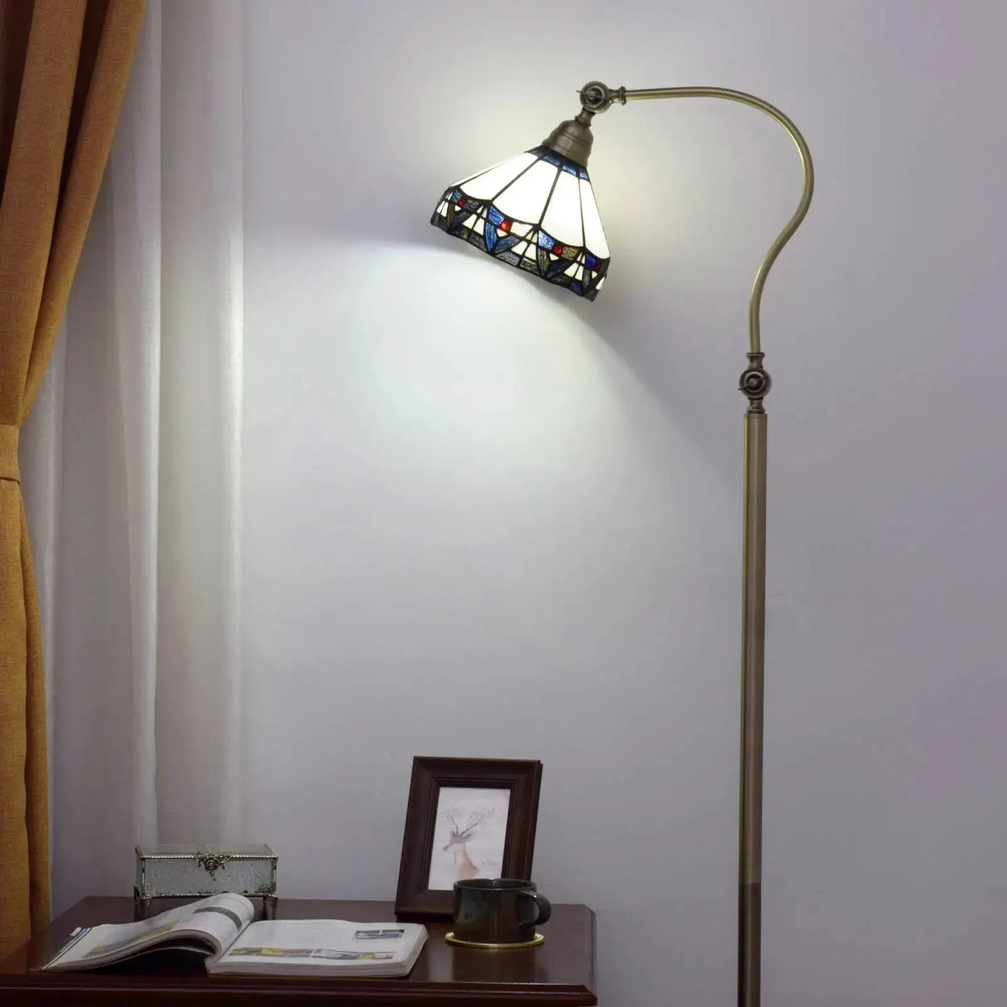20cm Vintage Stained Glass Lampshade Standing Light White Tiffany Floor Lamp Classical Tiffany Lamp
