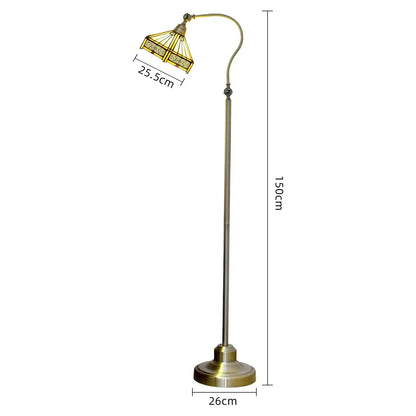 20cm Vintage Stained Glass Floor Lamp Warm Color Lampshade Tiffany Standing Light Classical Tiffany Lamp