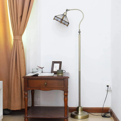 20cm Vintage Stained Glass Floor Lamp Warm Color Lampshade Tiffany Standing Light Classical Tiffany Lamp