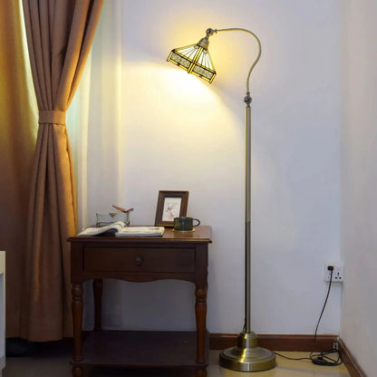20cm Vintage Stained Glass Floor Lamp Warm Color Lampshade Tiffany Standing Light Classical Tiffany Lamp