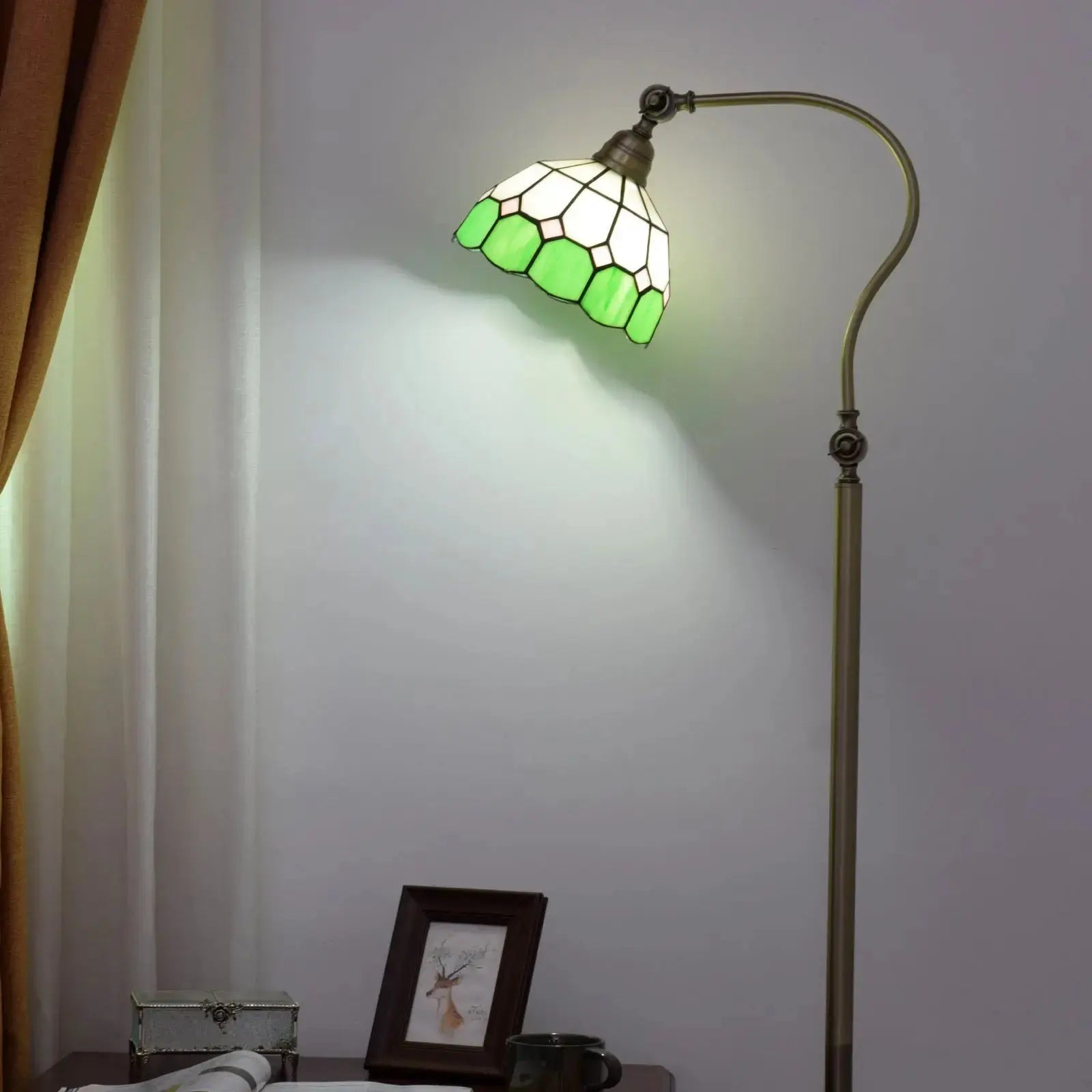 20cm Vintage Standard Light Stained Glass Lampshade Green Tiffany Floor Lamp Classical Tiffany Lamp