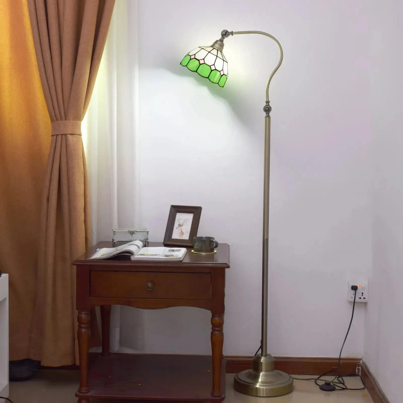 20cm Vintage Standard Light Stained Glass Lampshade Green Tiffany Floor Lamp Classical Tiffany Lamp