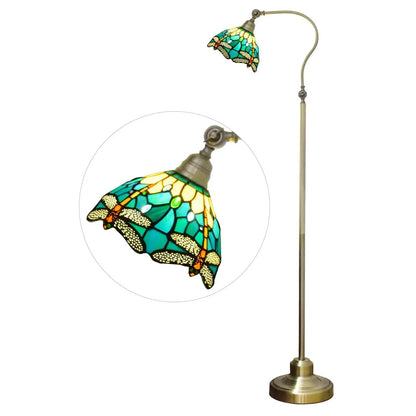 20cm Vintage Stained Glass Green Lampshade Tiffany Dragonfly Floor Lamp Classical Tiffany Lamp