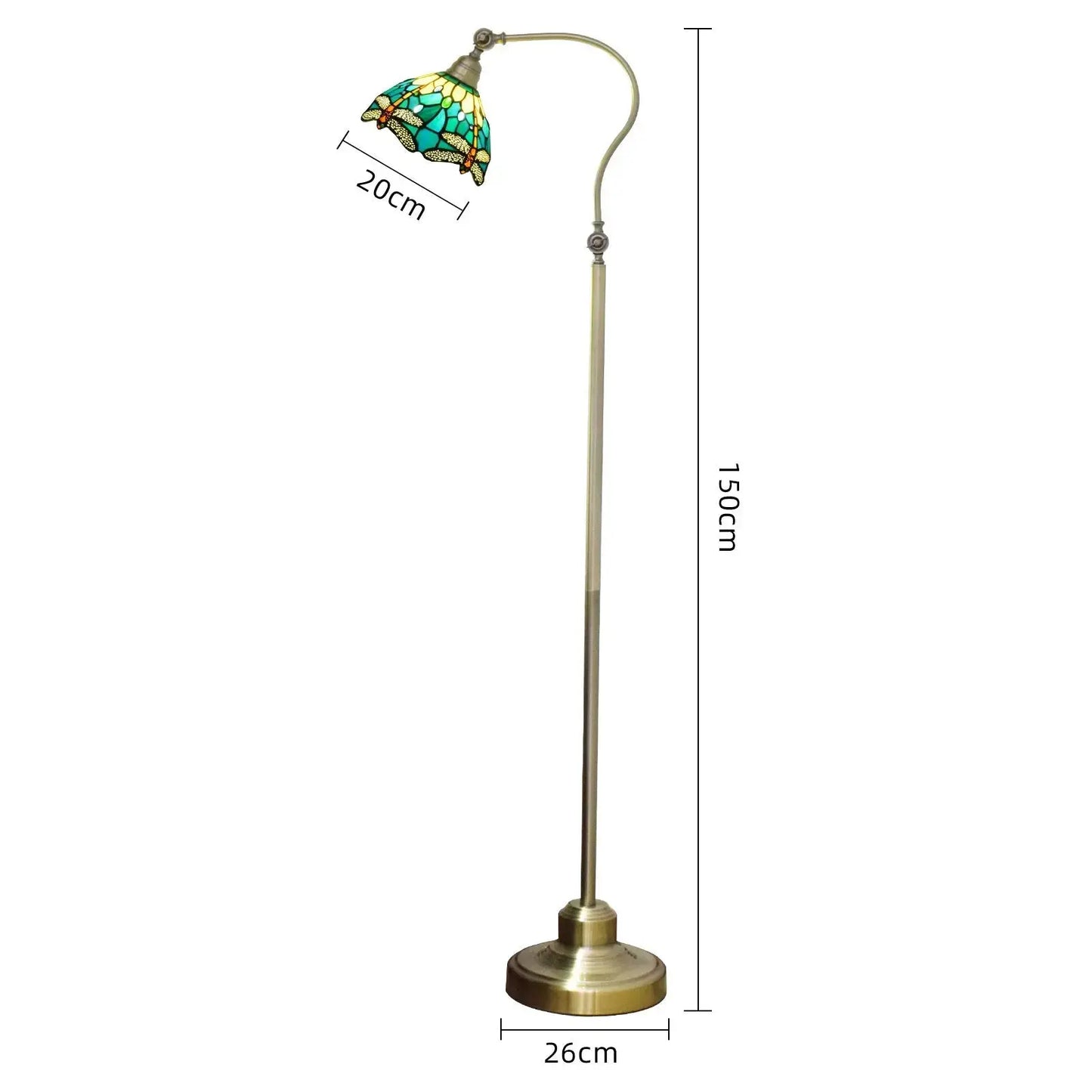 20cm Vintage Stained Glass Green Lampshade Tiffany Dragonfly Floor Lamp Classical Tiffany Lamp