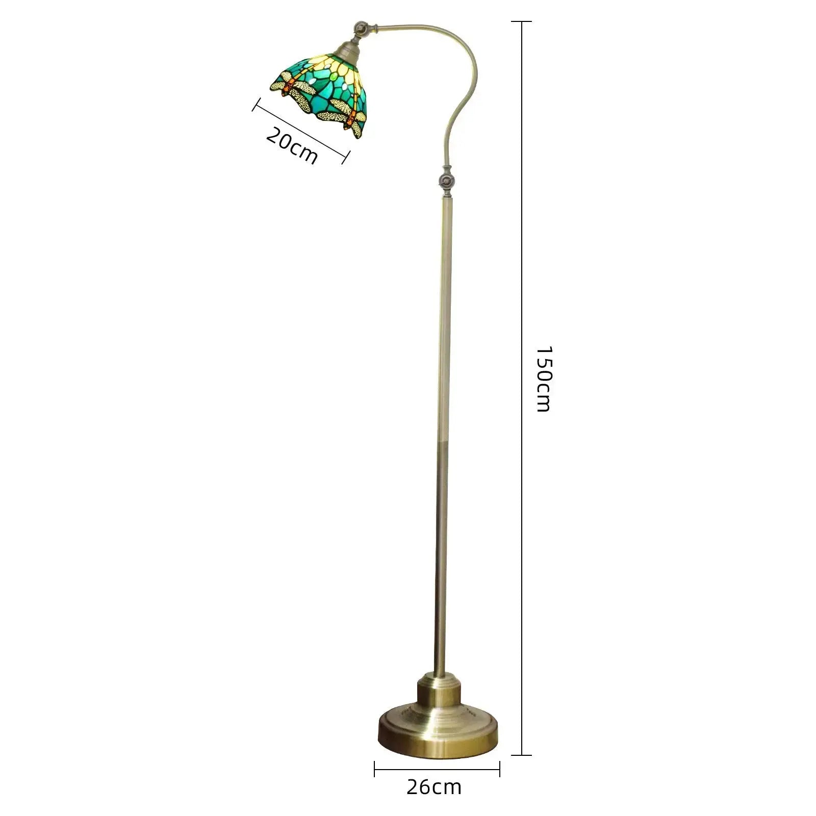 20cm Vintage Stained Glass Green Lampshade Tiffany Dragonfly Floor Lamp Classical Tiffany Lamp