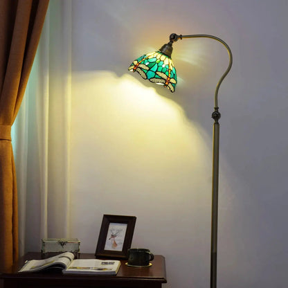 20cm Vintage Stained Glass Green Lampshade Tiffany Dragonfly Floor Lamp Classical Tiffany Lamp