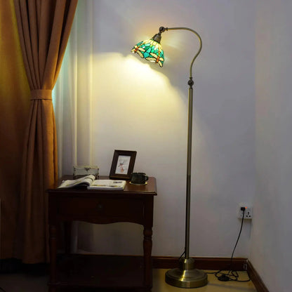 20cm Vintage Stained Glass Green Lampshade Tiffany Dragonfly Floor Lamp Classical Tiffany Lamp