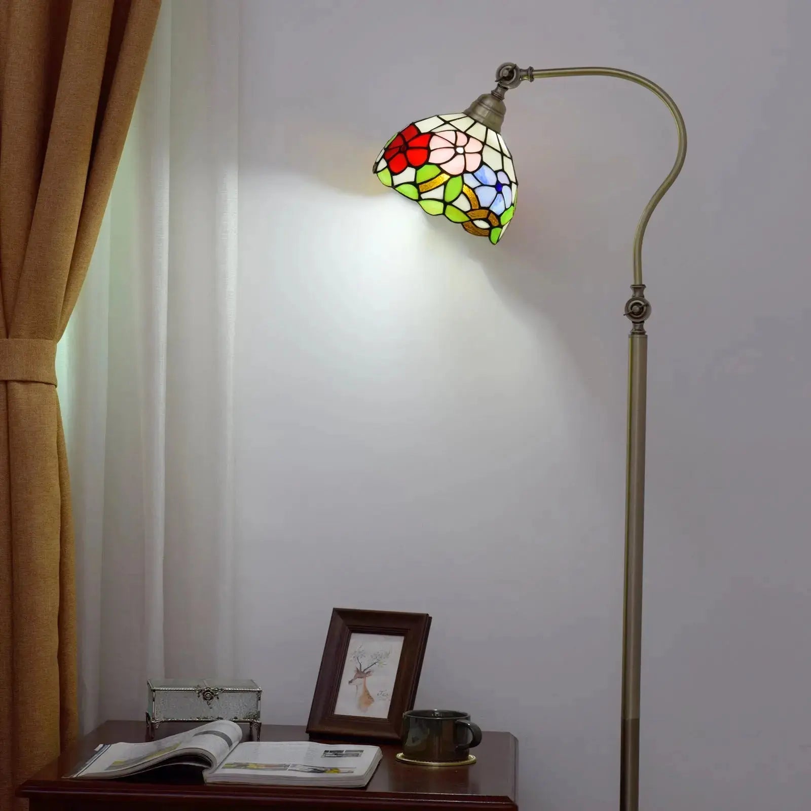 20cm Vintage Stained Glass Morning Glory Lampshade Tiffany Like Floor Lamps Classical Tiffany Lamp