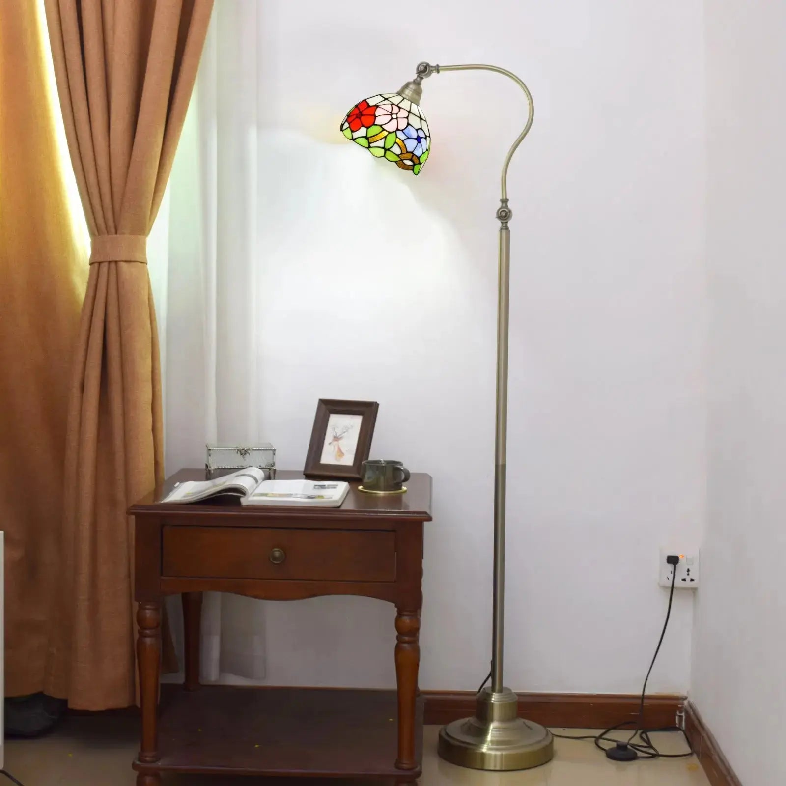 20cm Vintage Stained Glass Morning Glory Lampshade Tiffany Like Floor Lamps Classical Tiffany Lamp