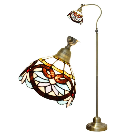 20cm Vintage Stained Glass Pastoral Flower Lampshade Tiffany Style Standard Lamp Classical Tiffany Lamp