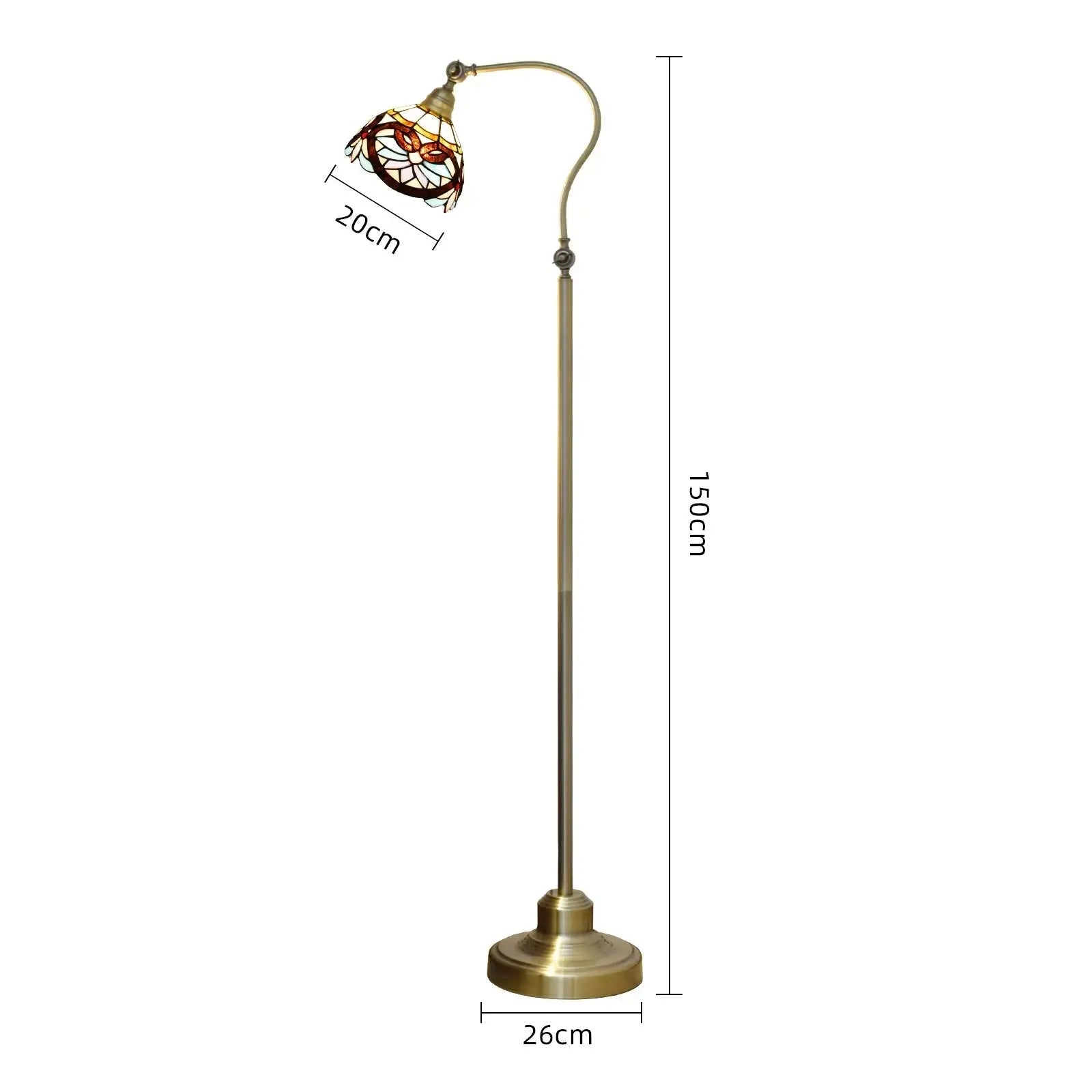 20cm Vintage Stained Glass Pastoral Flower Lampshade Tiffany Style Standard Lamp Classical Tiffany Lamp