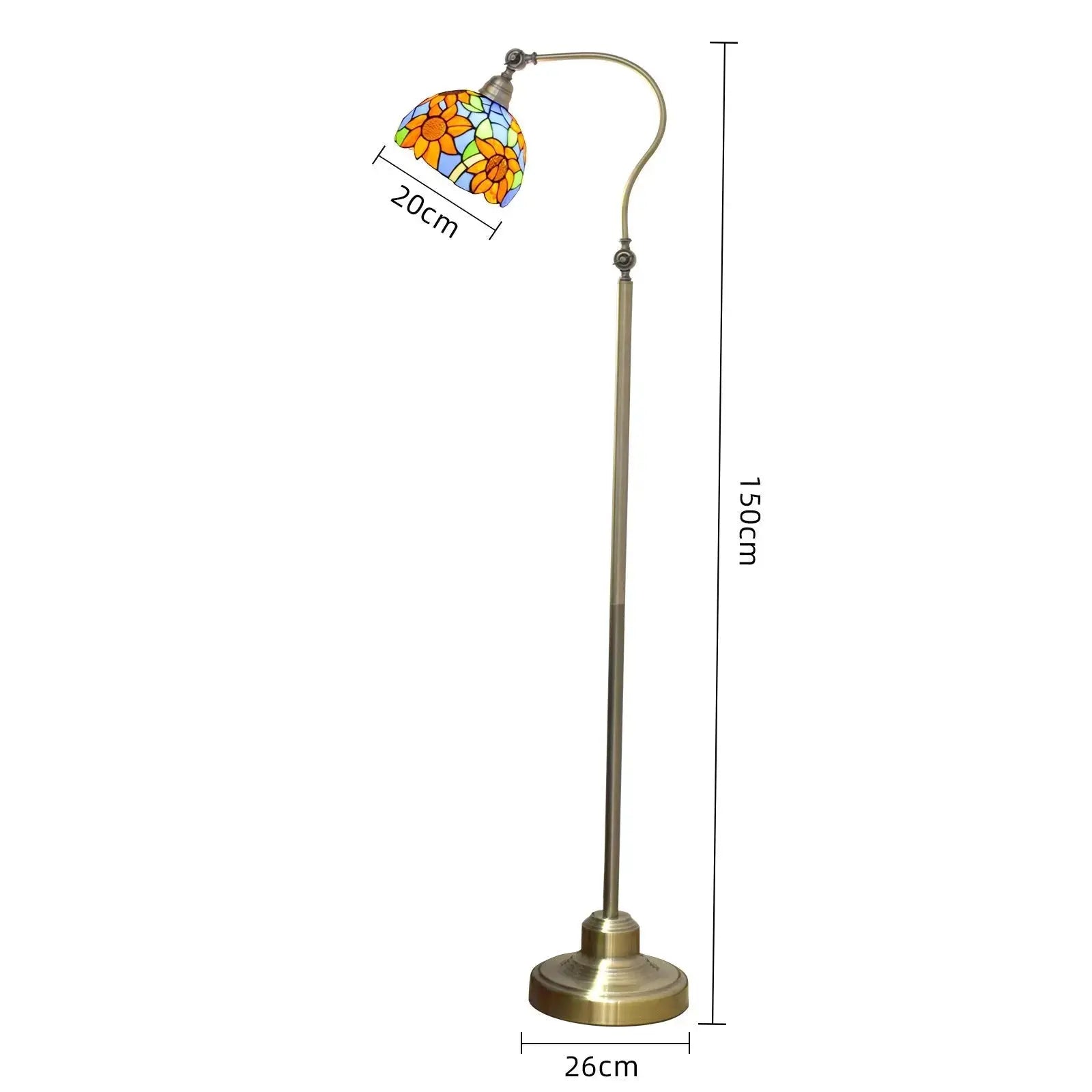 20cm Vintage Floor Tiffany Style Lamps Stained Glass Sunflower Lampshade Standing Light Classical Tiffany Lamp