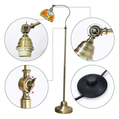 20cm Vintage Floor Tiffany Style Lamps Stained Glass Sunflower Lampshade Standing Light Classical Tiffany Lamp