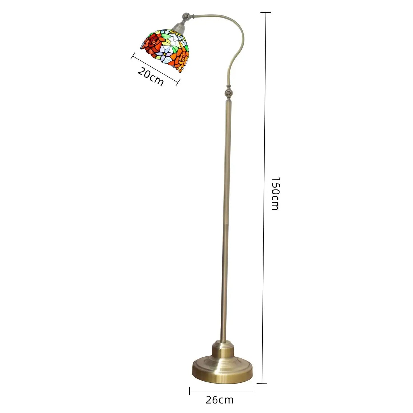20cm Vintage Stained Glass Pastoral Gorgeous Roses Lampshade Red Tiffany Floor Lamp Classical Tiffany Lamp