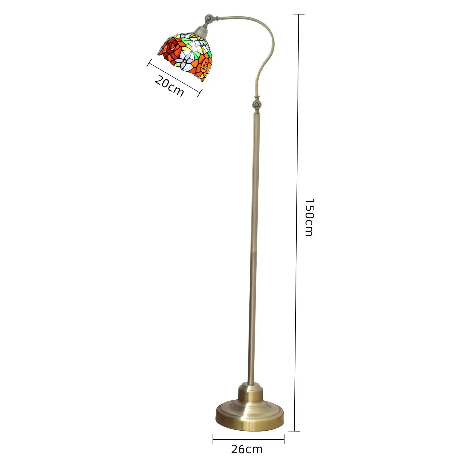 20cm Vintage Stained Glass Pastoral Gorgeous Roses Lampshade Red Tiffany Floor Lamp Classical Tiffany Lamp