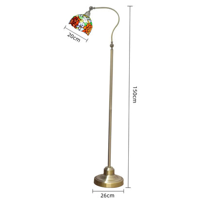 20cm Vintage Stained Glass Pastoral Gorgeous Roses Lampshade Red Tiffany Floor Lamp Classical Tiffany Lamp