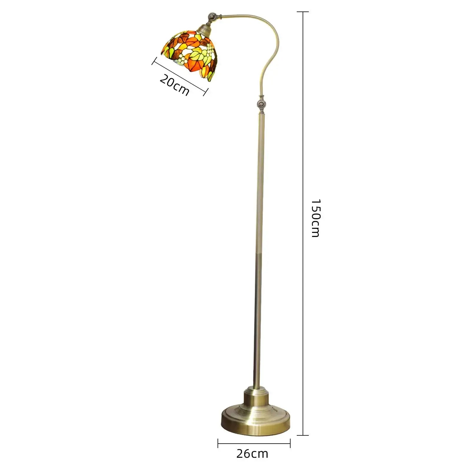20cm Stained Glass Pastoral Grape Leaf Lampshade Vintage Tiffany Style Floor Lamps Classical Tiffany Lamp