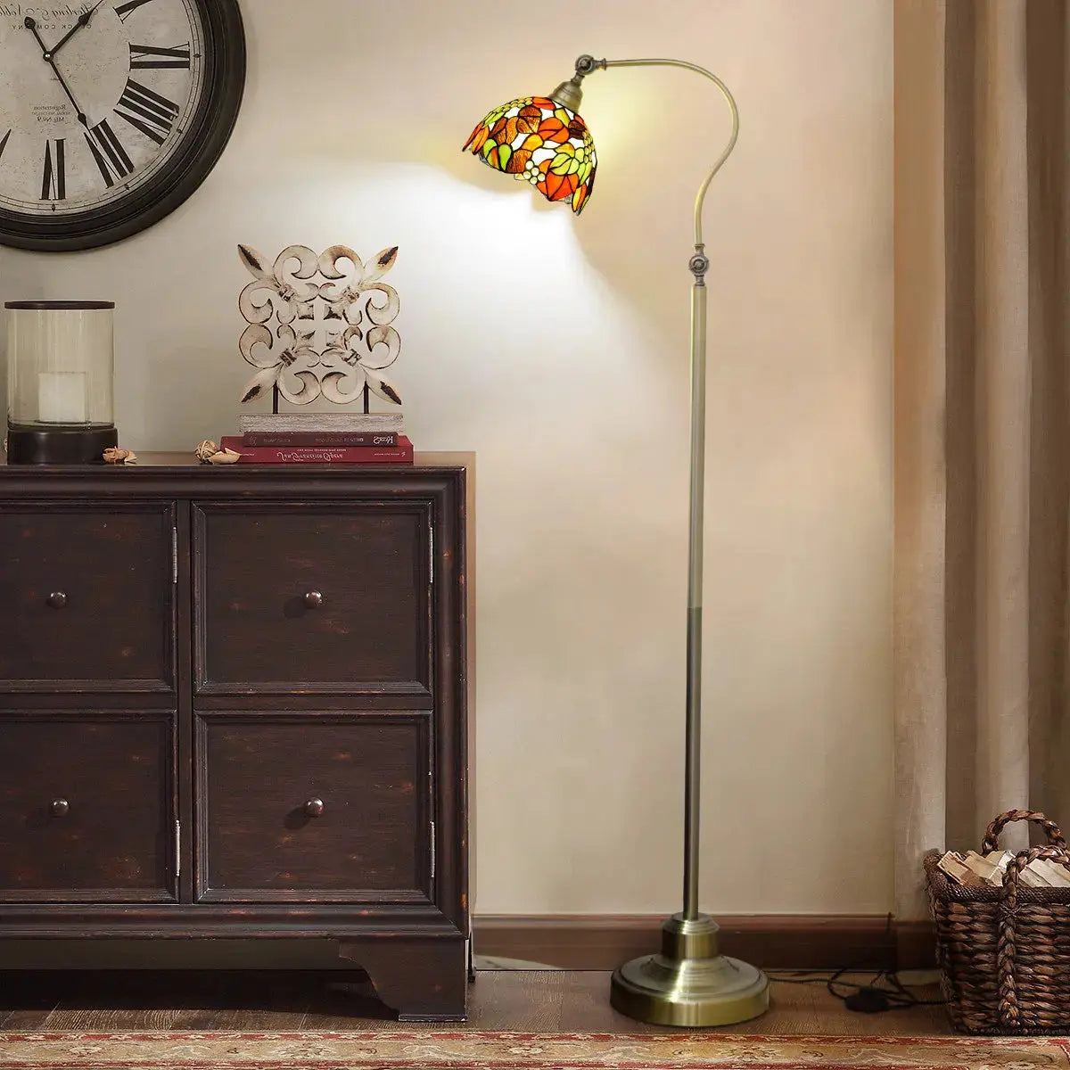 20cm Stained Glass Pastoral Grape Leaf Lampshade Vintage Tiffany Style Floor Lamps Classical Tiffany Lamp