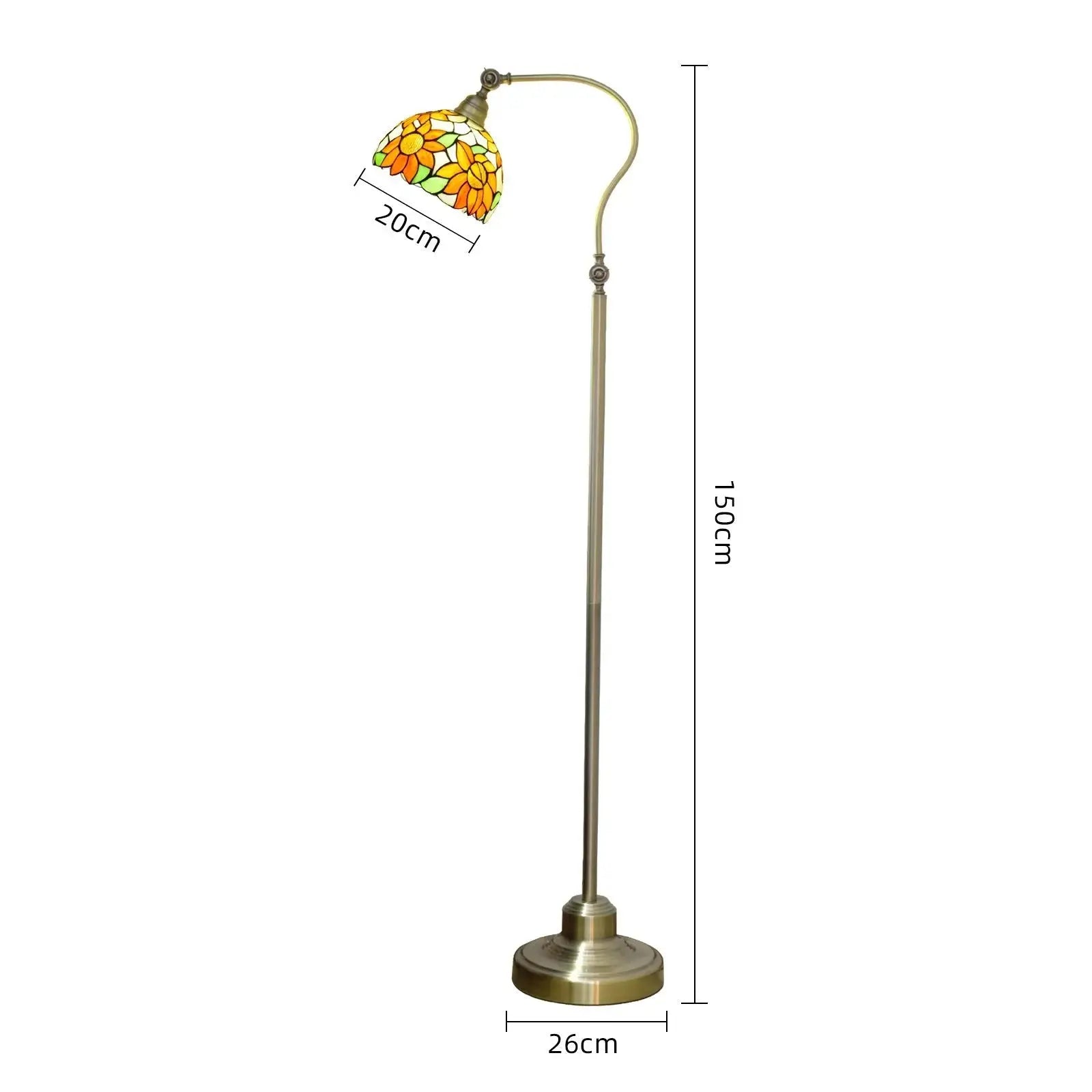 20cm Vintage Stained Glass Sunflower Lampshade Antique Tiffany Floor Lamps Classical Tiffany Lamp