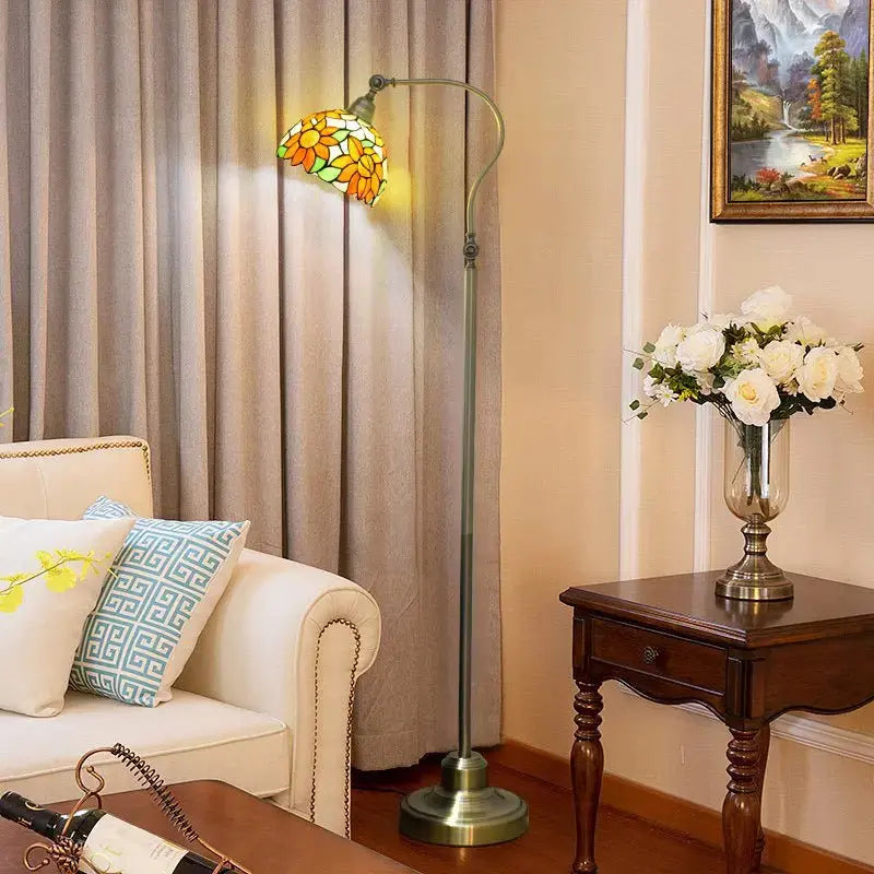 20cm Vintage Stained Glass Sunflower Lampshade Antique Tiffany Floor Lamps Classical Tiffany Lamp